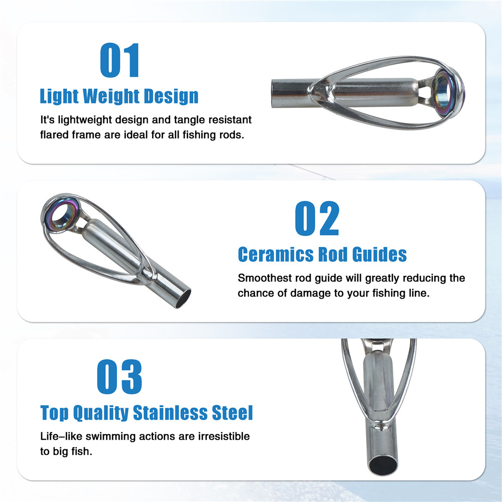10Pcs Fishing Rod Guide Tips R - Fishing Rod Guide Replacement 评论和价格